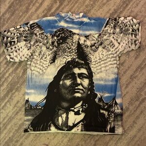 Vintage and Historical Native American T-Shirt. All Over Print. Rare.
